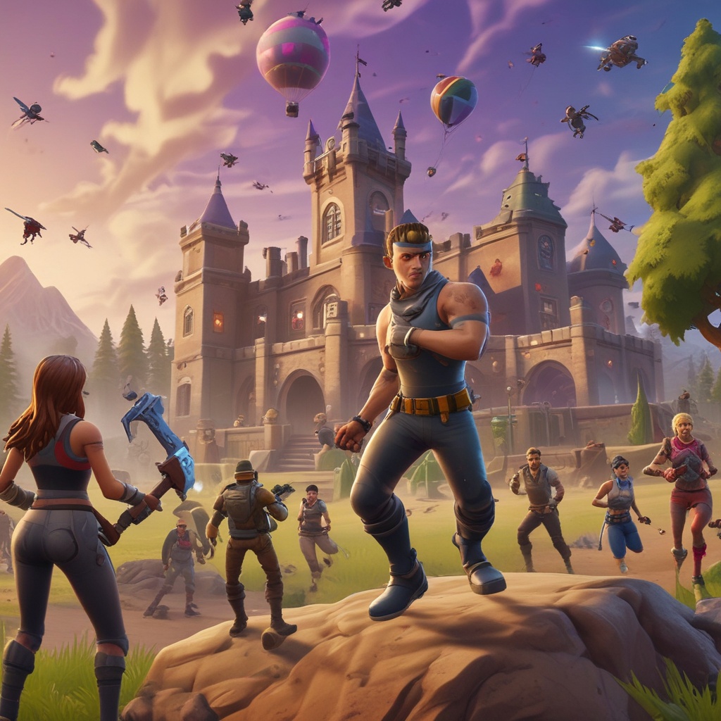 Fortnite gameplay screenshot showing intense battle royale action